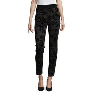 New Liz Claiborne Slim Stretch Pants, Black Floral, Sizes M, L